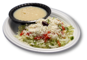 Grecian Corner Avgolemono Soup with Greek Salad